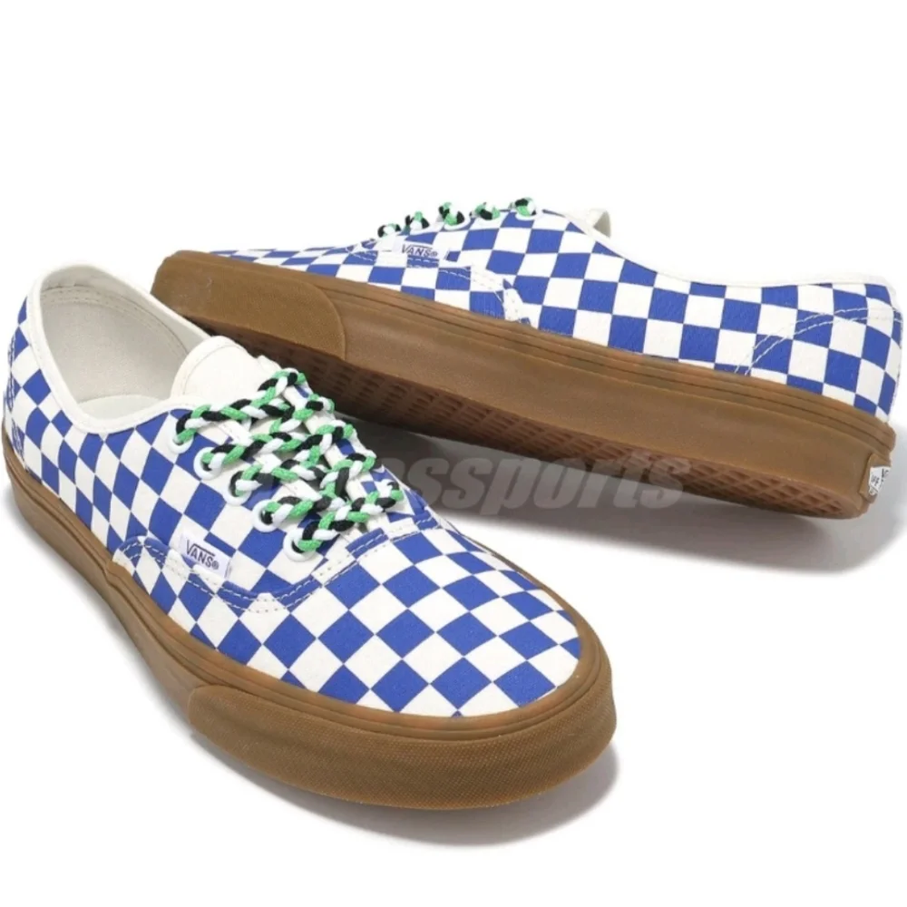 Vans Authentic Checkerboard Blue Gum Braided Laces Casual womens Shoes Size9.5
